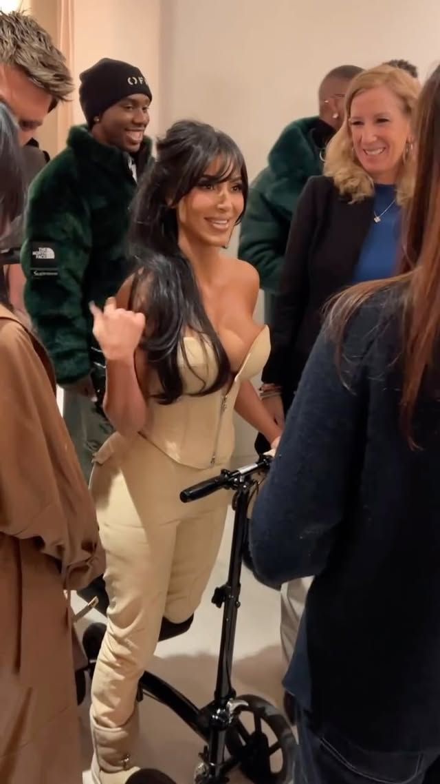 A broken foot won’t stop Kim 🩶 @kimkardashian by @kardashianclipdaily