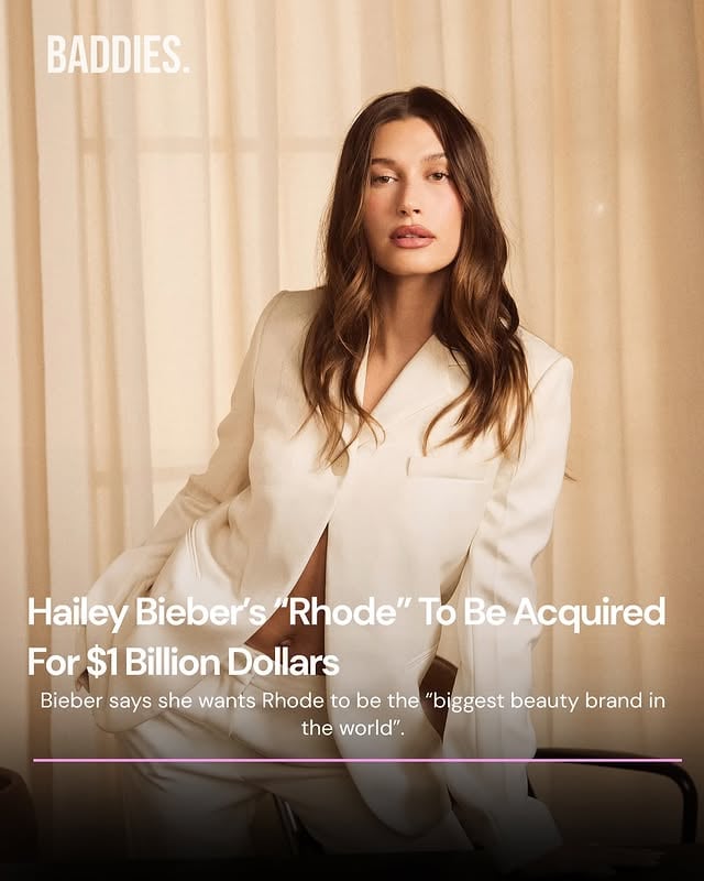 Oh, she’s rich rich 💰✨ @Rhode, the brand founded by @haileybieber, has been acquired by Elf Beauty, becoming the industry’s biggest deal in years. Bieber will continue her role as Founder and additionally serve as Rhode’s Chief Creative Officer and Head of Innovation, overseeing creative, product innovation and marketing. She will also act as a Strategic Advisor to the combined companies. With just 10 products, the brand raked in $212M in net sales last year alone, and it’s not slowing down.Photos: @haileybieber / Rhode by @baddies