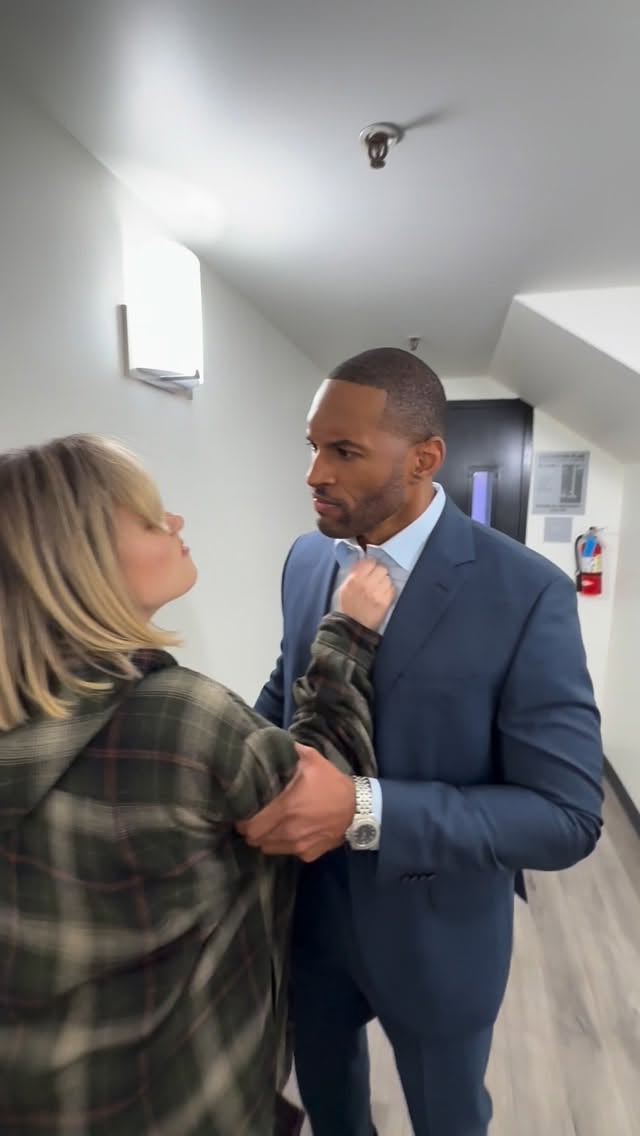 Breaking news: Local woman too strong, physics too weak, camera angle too good. @lsaintvic & I back at it again 💪 thank you to our 🎥: @constantin_06_ #boldandbeautiful #soapopera #setlife by @annikanoelle