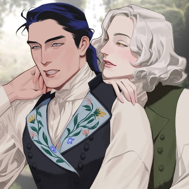 Can I get a “homewrecker” in the chat guys??Anyway yesterday, season one of Alberich and Edwynn’s story ended (in my head haha) and season 2 has began. And what’s a new seasons without a new character 😳So with that, let me introduce Cyril to you!He and Alberich have known each other for like 10 years, met in military school and against his better judgement and the better judgement of many, Albie ended up befriending Cyril. Even he knows that he probably shouldn’t have done that, and always quietly speculates in what in the world he was thinking but yk, things happen.Why does he think that? Well cos Cyril is… well he’s a bit odd for lack of a better term. He makes people very unsettled, trends towards cruel behavior, lacks expression aside from that eerie smile he always has, frankly doesn’t rly look human, and does a whole lot of manipulative behavior. Now don’t get Albie wrong, these things don’t necessarily bother him (which… they should Alberich wtf?) but he is quite aware that these behaviors will cause him many problems down the line hah :,) by @plasticbottru