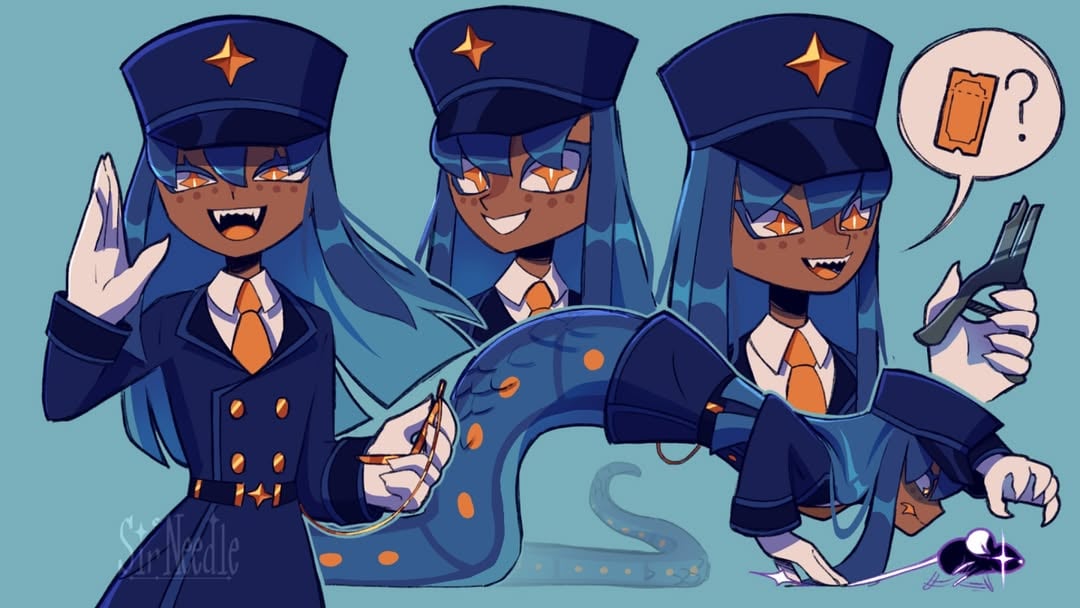 Snakey train conductor 《=========〈✦〉=========》App:IbisPaint x《=========〈✦〉=========》Tumblr: sir-needle《=========〈✦〉=========》#oc #art #originalcharacter #ibispaintx #digitalart by @sir_needle