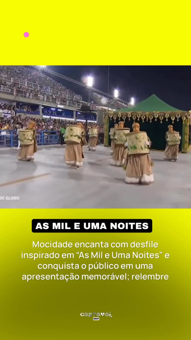Um conto de fadas na Avenida! ✨💚 A @mocidadeoficial leva para a Sapucaí o enredo “As Mil e Uma Noites de Uma Mocidade Pra Lá de Marrakesh” e transforma o desfile em um espetáculo grandioso, cheio de fantasia e imaginação.Com alegorias impactantes e uma narrativa envolvente, a escola conquista o público e garante o título do Carnaval 2017 em uma apresentação memorável. Foi mágico! 🌙⭐E aí? Esse foi um dos desfiles mais encantadores da Mocidade na história recente? by @carnaval