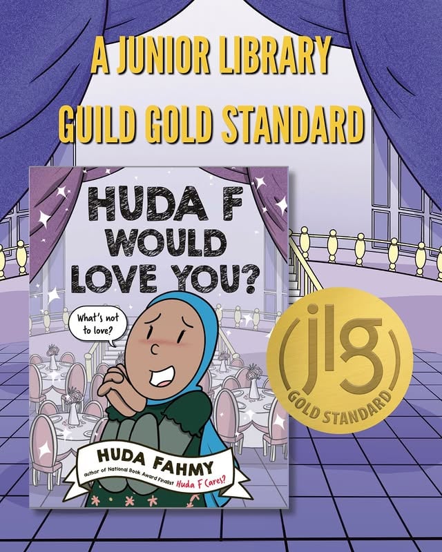 🥳 Huda F Would Love You? is a Junior Library Guild Gold Selection! Per their website, “JLG Gold Standard Selections are picked based on merit—so you can trust that books in your membership will represent the very best new titles available.”Alhamdulilah this means a whole lot more libraries will have access to this book and I hope this inspires readers to pick up the rest of the series!HFWLY comes out October 20, 2026 inshaAllah and is available for preorder in both paperback and hardcover wherever books are sold! 💜🪻#jlg #jlggoldstandardselection @jrlibraryguild by @yesimhotinthis