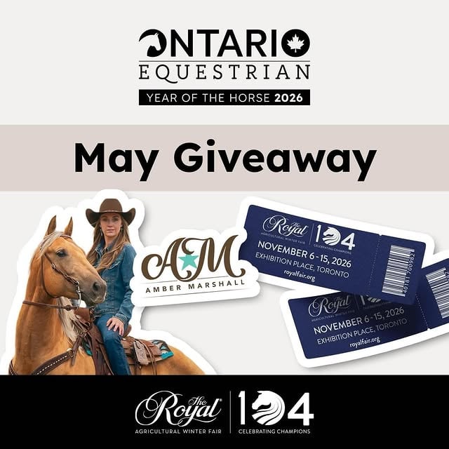 🎉May Giveaway – Year of the Horse 2026 🐴@theroyalfair has joined us for the third contest, with an opportunity to go to the rodeo and meet TV Royalty!➖ Private meet and greet with @amber_marshall_farm for two➖ Official Amber Marshall swag➖ Two tickets to the first rodeo 🤠 at The Royal Agricultural Winter Fair on Sunday, November 15, 2026 To enter: ✔️Like this post✔️Tag 1 friend in the comments below✔️Follow The Royal Winter Fair on Facebook/Instagram‼️Eligibility: Must be a current-year OE member residing in Ontario.A winner will be announced May 29, 2026. New prizes drop monthly through December 2026. Don’t miss your chance to celebrate and win! 🐎✨Learn more about The Royal Winter Fair: https://www.royalfair.org/ #OntarioEquestrian #YearOfTheHorse #RAWF104 by @amber_marshall_farm