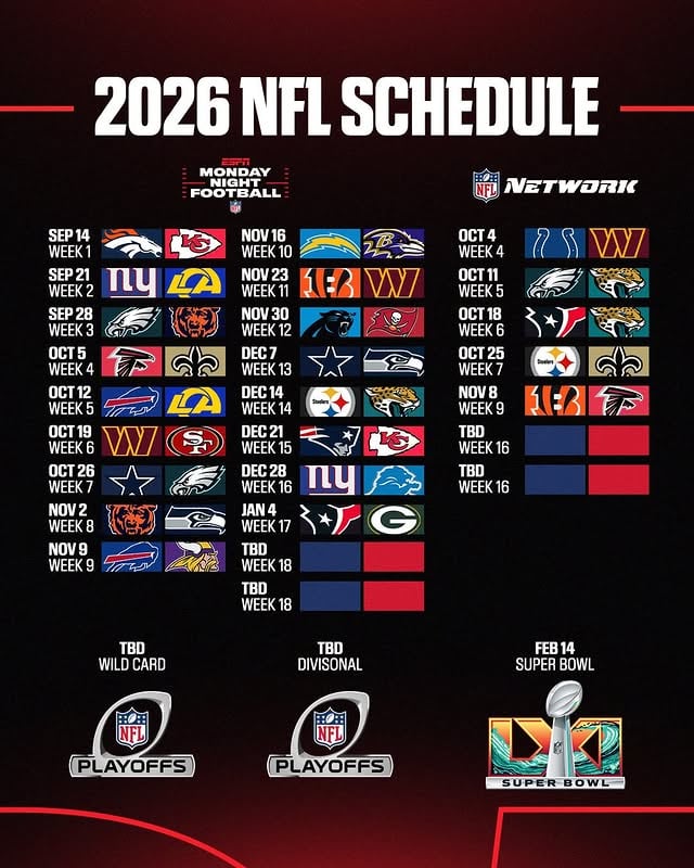 🚨 THE FULL MONDAY NIGHT FOOTBALL AND NFL NETWORK SCHEDULE IS HERE 🚨 by @espnnfl