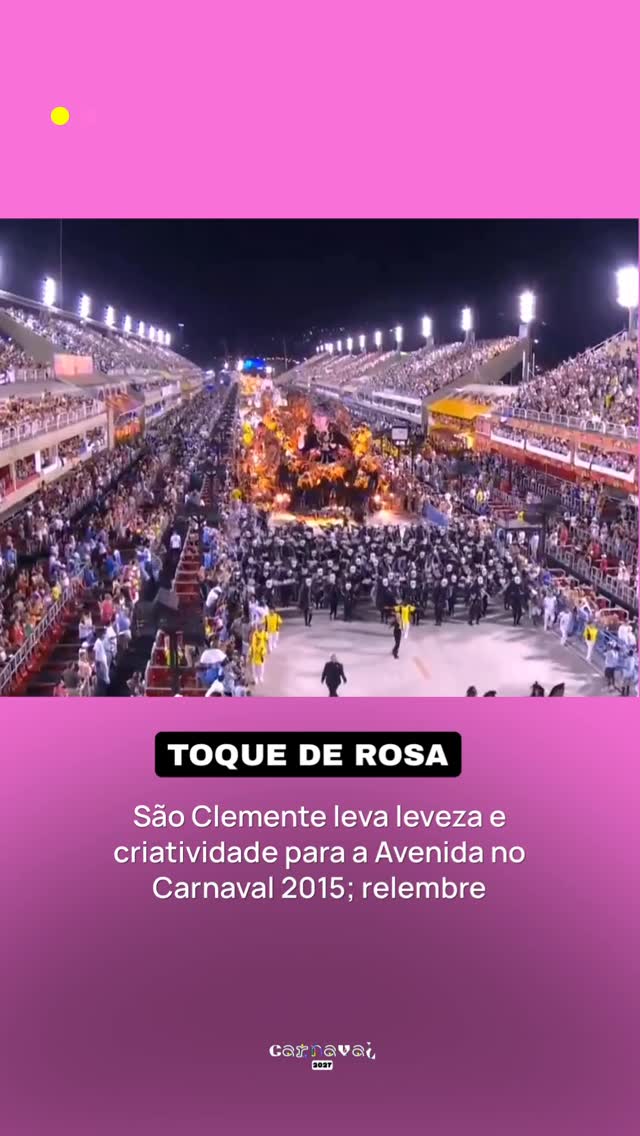 Um desfile com assinatura de mestre! ✨ A @saoclementeoficial leva para a Sapucaí, em 2015, uma apresentação marcada pela leveza, irreverência e criatividade características de Rosa Magalhães.Com soluções visuais inteligentes e um olhar único para o Carnaval, a escola entrega um espetáculo cheio de identidade e charme na Avenida. Foi lindo! 💛E aí? Esse foi um dos desfiles mais marcantes da São Clemente? by @carnaval