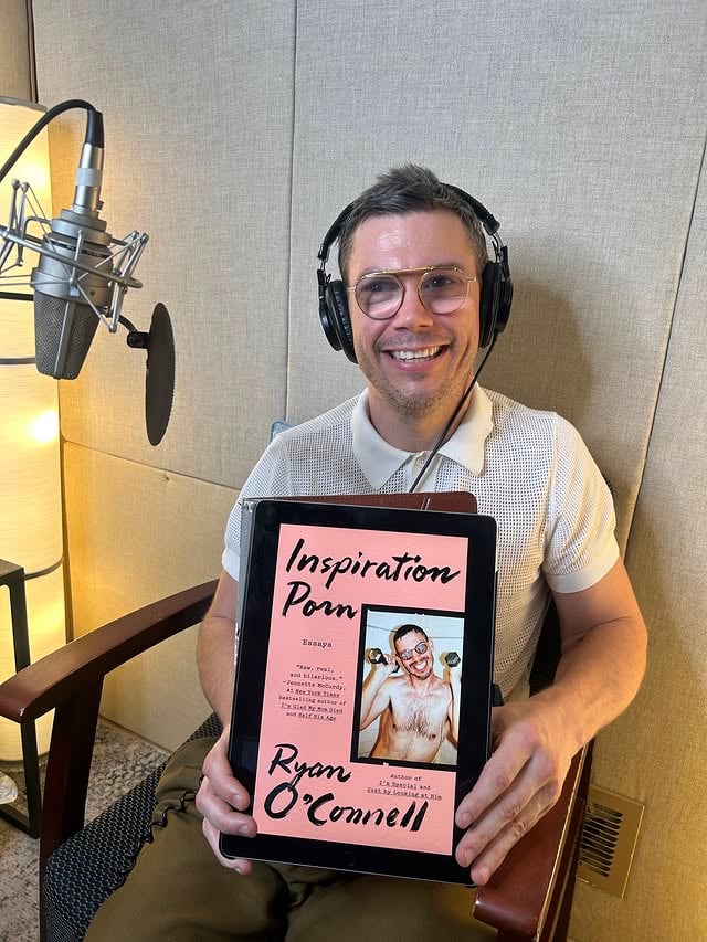 Ryan O'Connell is in the studio recording INSPIRATION PORN 🤩⁣⁣A hilarious collection of essays and bawdy musings on disability, sex, family, and Hollywood, #InspirationPorn is available May 26 wherever you listen to audiobooks 🎧 by @ryanoconn
