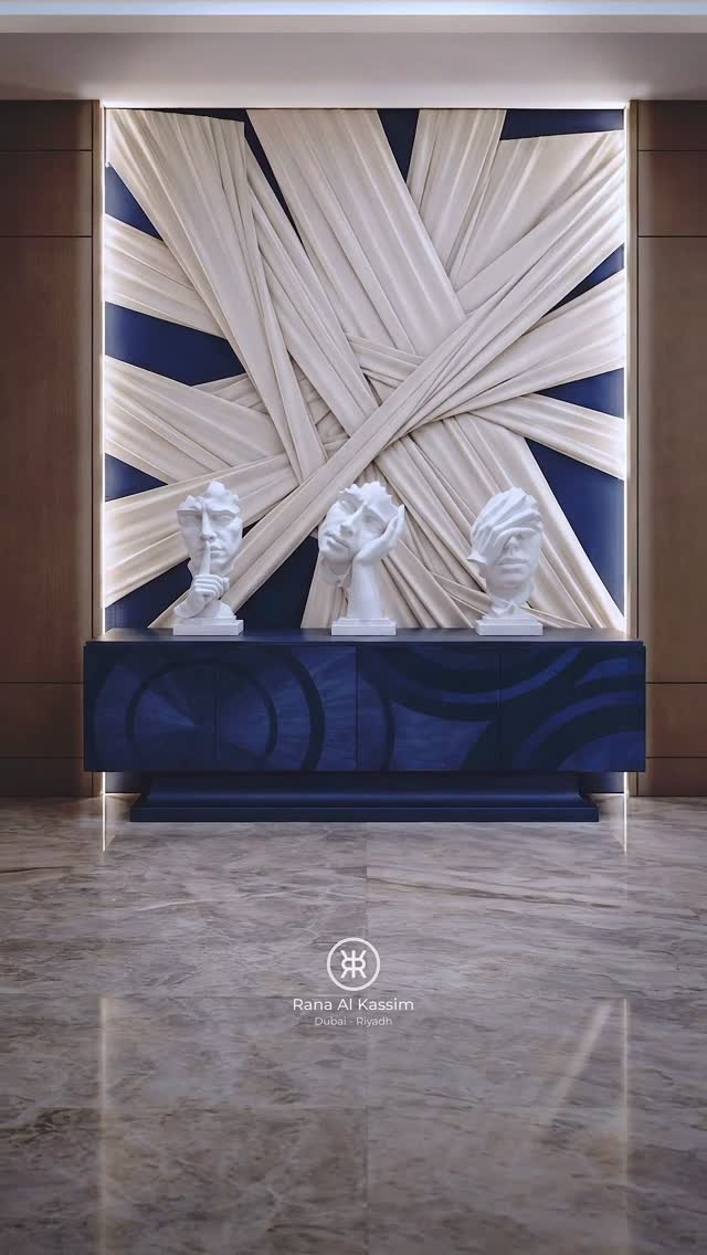 في هذا المشهد، يصمت الفن,ويترك لحضوره أن يقول كل شيء.In this scene, art falls silent,allowing its presence to say everything#LuxuryDecor #InteriorStyling #SculptureArt #ArtDecor #ModernLuxury HomeStyling DubaiDesign InteriorDetails by @ranaalkassim