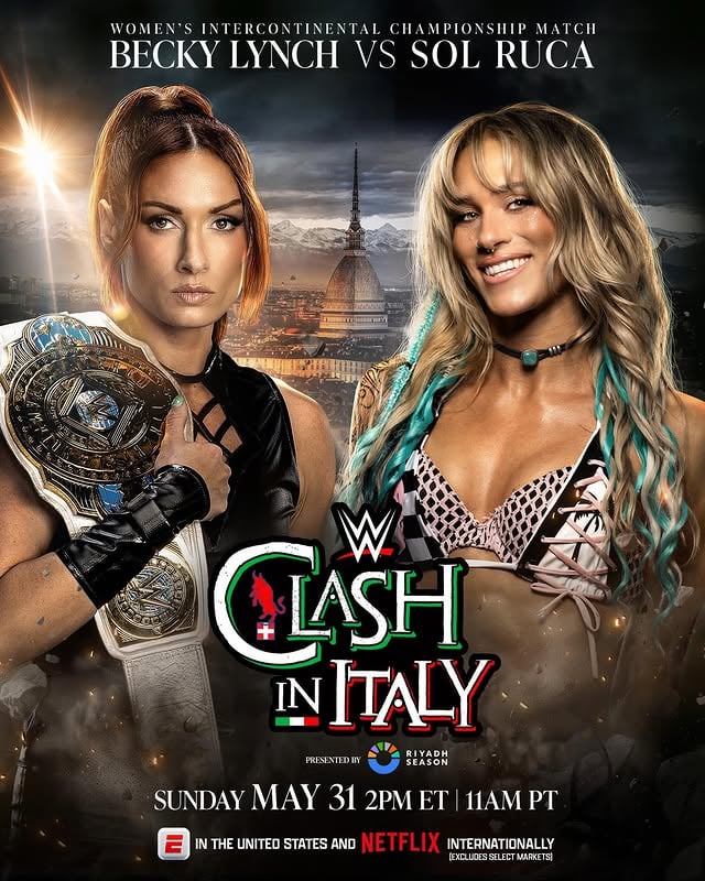 Sol Ruca and Becky Lynch will meet in a @WWE ring again…And this time it’s for the Intercontinental Championship at #WWEClash! 🇮🇹
