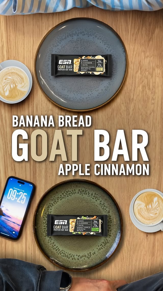 Came for Banana Bread & Apple Cinnamon Cake - stayed for the GOAT Bars! 🐐Die neuen GOAT Bars Banana Bread & Apple Cinnamon - ab dem 27.05, 18 Uhr! by @esncom
