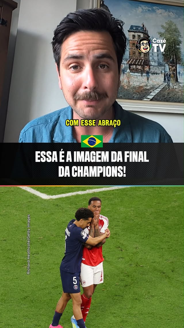 O FUTEBOL PODE SER CRUEL! @fredcaldeira No fim, a imagem da final da champions envolve os dois brasileiros, os dois titulares da zaga da seleção brasileira. O Gabriel Magalhães, jovem, com um futuro brilhante e que perde o pênalti decisivo da final, junto do Marquinhos, experiente, campeão e com um gesto gigante, apoiando o seu companheiro de seleção após o pênalti perdido. 🇧🇷🇧🇷#ChampionsLeague #Arsenal #PSG #CoberturaCazéTV #cztv21 #Original by @fredcaldeira