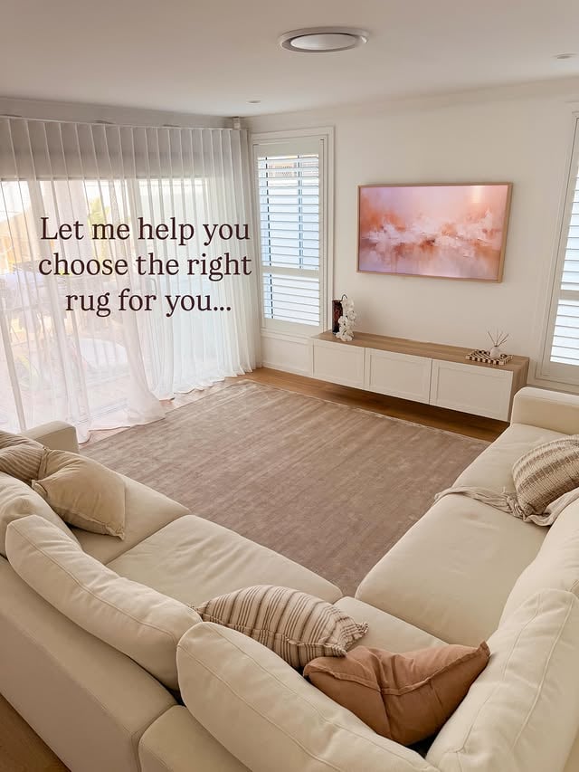 just a few things I consider when choosing a rug for my home ➡️🤎In this space I’ve used the Amber Rug in the colour Wheat from @therugtrader , it’s a beautiful warm tone with sandy undertones 🤎 ad by @brookeposted