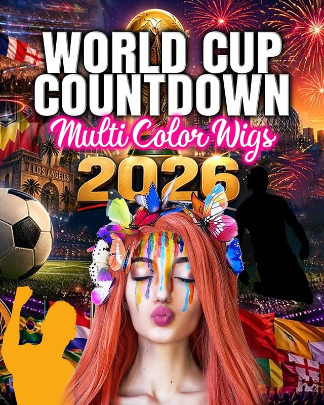 World Cup countdown — wear your colors, celebrate in style. 🌍⚽🌈#wigisfashion #wigs #perruque #perücke #peluca #lacefrontwigs #syntheticwigs #cosplaywigs #cosplay #makeup #lacewigs #hairstyle #haircolor #hairgoals #fashionwigs #highlightwig #cosplaygirl #cosplayboy #gamecosplay #animecosplay #colorfulwig #fantasyhair #rumi #worldcup #worldcup2026 #worldcupcountdown #footballfans #multicolorwig #rainbowwig #worldcupstyle by @wigisfashion