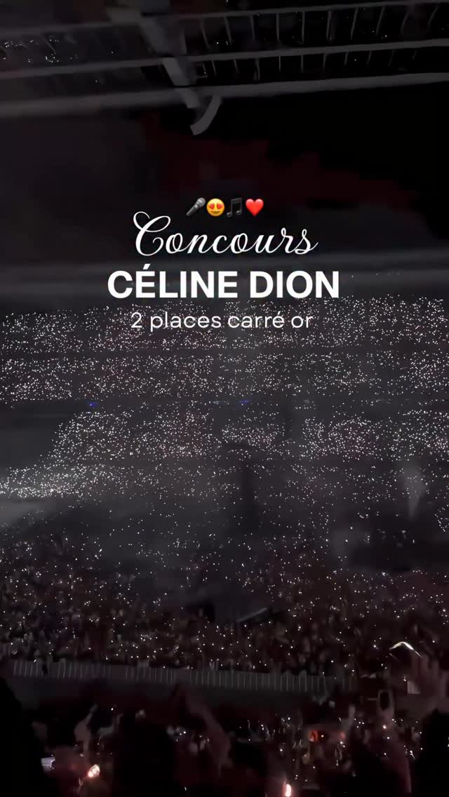 2 PLACES À REMPORTER POUR UNE SOIRÉE EXCEPTIONNELLE AVEC CÉLINE DION ✨🎟️Le rêve devient réalité, préparez-vous à vivre l’un des événements les plus attendus de l’année ! 🤩Après plusieurs années loin des grandes scènes, Céline Dion retrouve son public pour un concert qui s’annonce exceptionnel. L’Accor Arena promet de résonner au rythme de ses plus grands succès et d’émotions inoubliables. Deux places sont à gagner pour partager cette soirée unique avec la personne de votre choix. 🍀Pour participer, il te suffit de :1️⃣ Like ce post et Identifie en commentaire la personne avec qui tu rêves d’y aller2️⃣ Suis @la_vie_de_tata_carine, @viensonpartloin_, @ceciliasiharaj, @mcg____, @camille__stengel et @l_encyclopediste 🎁 À GAGNER :🎤 2 places pour le concert de Céline Dion / Le mercredi 14 octobre 2026 catégorie ORParticipation illimitée, plus tu commentes, plus tu as de chance d’être tiré au sortBonus : double tes chances en partageant ce réel en story et en m’identifiant @ceciliasiharaj 💡 Fin du concours : 24 Juin 2026 à 23h59 (heure française)Annonce du gagnant : dans les 48h directement sous cette publication. Le gagnant sera contacté par @la_vie_de_tata_carine en visio⚠️ Ce concours n’est ni géré ni sponsorisé par Instagram / Attention aux faux comptes qui pourraient se créer. Le lot est offert par @la_vie_de_tata_carine🍀 Bonne chance à tous ! 🍀#CelineDion #CelineDionConcert #CelineDionParis #ConcertParis #LiveMusicParis by @ceciliasiharaj