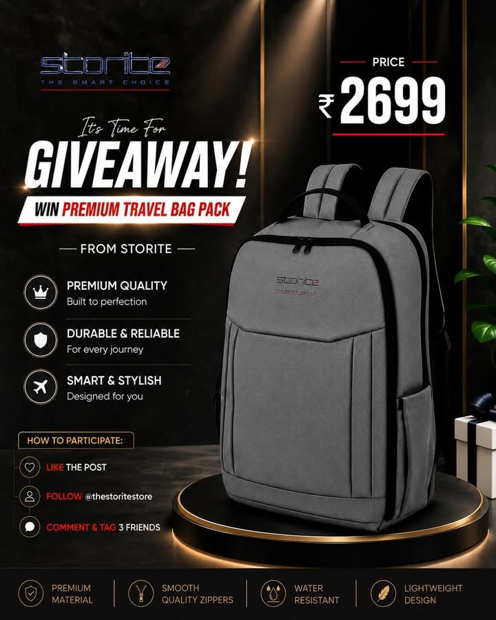 🎒✨ MEGA GIVEAWAY ALERT! ✨🎒

Upgrade your everyday carry with a PREMIUM Storite Laptop Bag! 💼🔥

Whether you're a student, professional, or traveler, this stylish and durable laptop bag is the perfect companion.

🎁 One lucky winner takes it home!

To participate:
✅ Follow our page
✅ Like this post
✅ Tag 3 friends

Winner announced soon! 🚀

#giveawayalert #megagiveaway #ᴠɪʀᴀʟᴘᴏsᴛ #ɪɴsᴛᴀᴘᴏsᴛ #storite