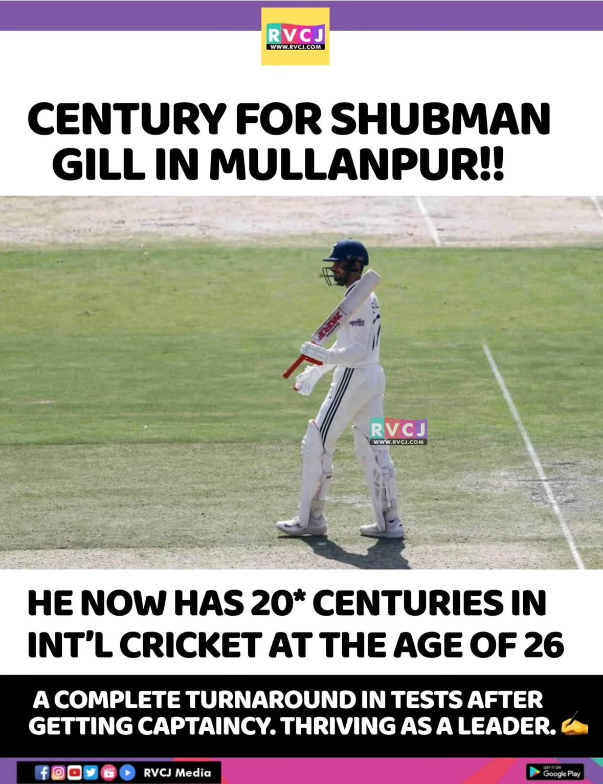 Century For Captain Shubman Gill 💯🔥
#rvcjinsta