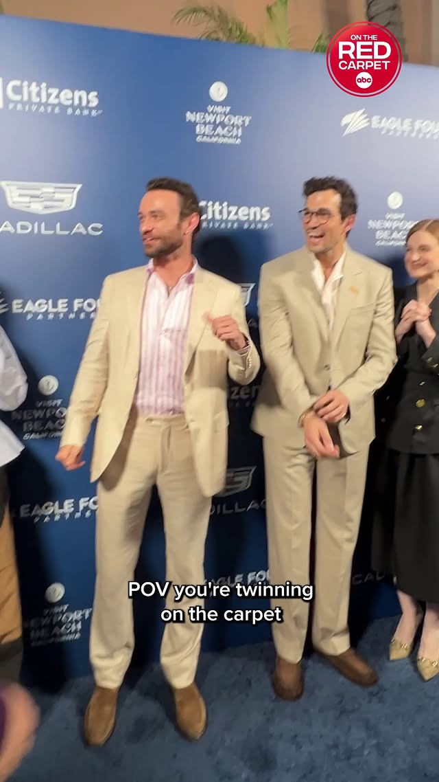 Earning Breakout Awards 🤝 Wearing the same outfitThomas Doherty ("Paradise") and Paul Anthony Kelly ("Love Story") earned Breakout Awards at the Newport Beach TV Fest, and hilariously came dressed in the exact same outfit (down to the shoes)!