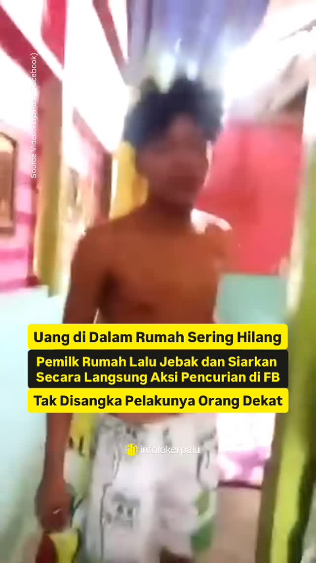 ✅👉Seorang warga di Desa Omu, Kecamatan Gumbasa, Kabupaten Sigi, Sulawesi Tengah menjebak dan merekam secara langsung lewat Facebook aksi seorang pemuda yang hendak mencuri di rumahnya.

Langkah itu ia lakukan karena uang di dalam rumahnya sering hilang dan ia tidak tahu siapa pelakunya dan bagaimana caranya masuk ke dalam rumah.

Jebakannya pun berhasil dan betapa terkejutnya ia saat mengetahui jika pelakunya adalah orang dekat yang sangat ia kenal.

Peristiwa itu terjadi pada Minggu (7/6/2026).

.
.
.
#infolokerpalu #palu #sulteng