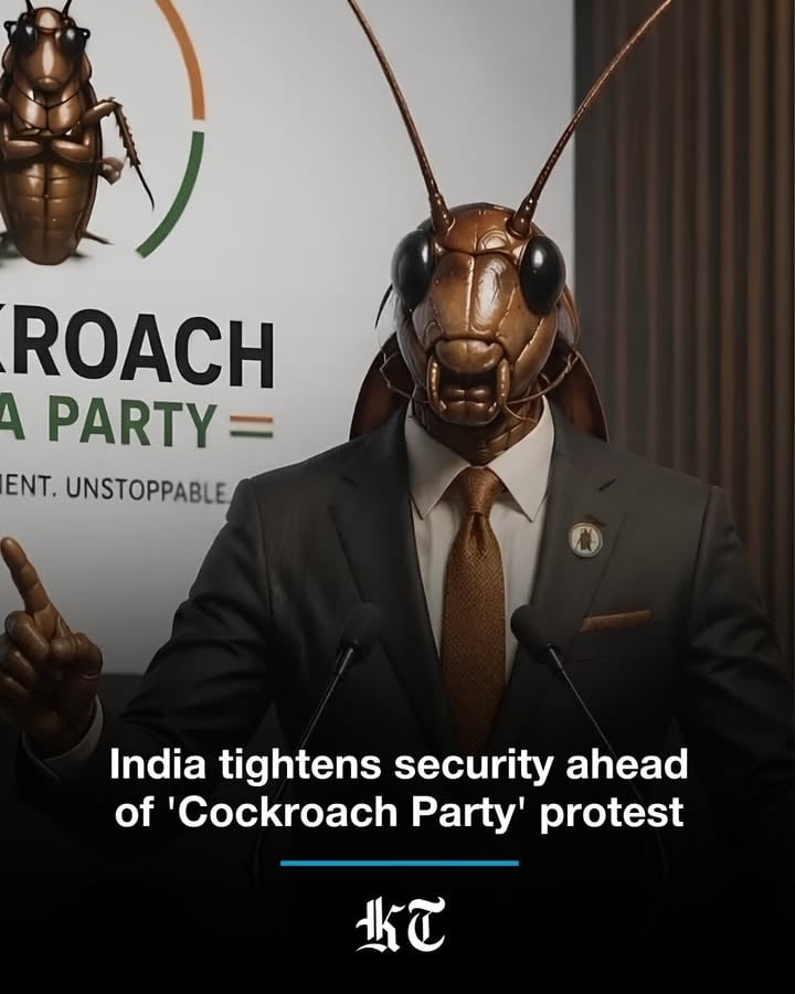 Indian police heightened security in New Delhi ahead of a planned protest by the satirical “Cockroach People’s Party” (CJP), a youth-led movement that has gained millions of followers online after criticism of government handling of major examinations. 

The group emerged following controversy over remarks attributed to Chief Justice Surya Kant and has called for the resignation of Education Minister Dharmendra Pradhan over alleged exam irregularities, including paper leaks and technical glitches. 

Security was increased around the airport and protest site as CJP founder Abhijeet Dipke returned from the United States to seek permission for a peaceful demonstration. 

Despite some social media restrictions, the movement’s Instagram account has attracted more than 22 million followers, reflecting growing youth frustration over education issues and employment prospects