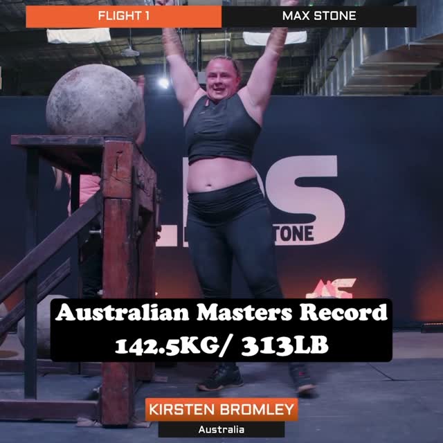 NEW Australian Stone Record by @the_big_k_huna in the Masters 40+ Class142.5kg / 313lb Watch a full replay of @log.deadlift.stone now over on officialstrongman.com by @officialstrongman_