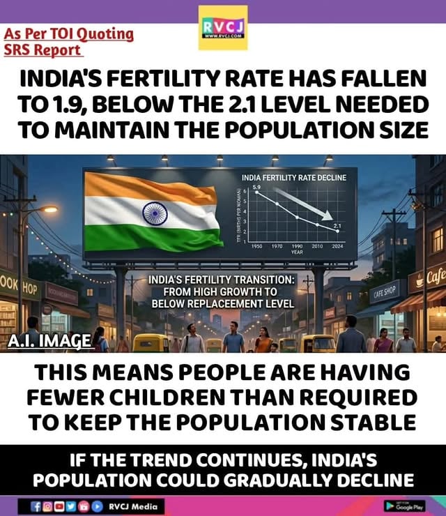 India's fertility Rate..
#rvcjinsta