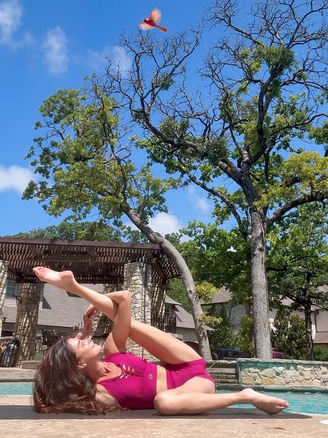 Saltwater in my veins, mermaid in my soul 🌊🐠🦀#GoaMermaidCoreYogis ~ Day 1 🐚🧜‍♀️Mermaid challenge celebrating the gorgeous looks from @goamagicfashion ? Yes please!!! Come join us 💕✨ We start out grounded today and I have a reclined compass inspired by the lovely @ms.fabulosity3 🧜‍♀️💗 and check out the lovely bird that photo bombed the top 🤩I’m wearing Yoga Tank Top and Booty Shorts in Pink in Pink from the @goamagicfashion Sexy Yoga Clothes line 💕🤩🧜‍♀️✨🧜‍♀️✨🧜‍♀️Ready to channel your inner sea goddess? 🧜‍♀️✨ Dive into the five days of fluidity, heart-opening, and deep-sea strength. Whether you’re a grounded shell or a rising tide, let’s make some waves together. 🌊🧘‍♀️Sponsor 🐚 @goamagicfashionHosts 🧜‍♀️@deeongs@irosenav@preferthestorm@yoganyclifeThe Lineup 🌊:✨ Day 1: Rooted Beach | Find your center and ground down. (Seated/Grounding) 🧜‍♀️🐚✨ Day 2: Rising Tide | Defy gravity and grow. (Inversions/Growth)✨ Day 3: Ocean Flow | Move like water. (Flow/Transitions)✨ Day 4: Siren Strength | Find power in the stillness. (Core/Balance)✨ Day 5: Mermaid Rise | Your final, fearless expression. (Backbends)How to Join:1️⃣ Follow all hosts and sponsors and repost this flyer2️⃣ Post your daily pose using our challenge hashtag3️⃣ Tag a mermaid friend to join the pod! 👯‍♂️#goamagicfashion #makingshapes #dallas by @preferthestorm