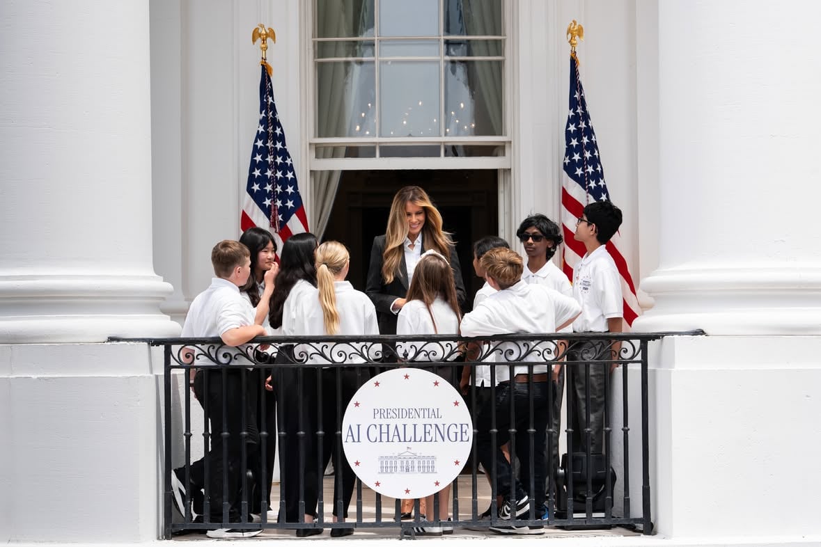 This morning, First Lady Melania Trump awarded America’s six student National Champion Teams at the White House today during the first Presidential Artificial Intelligence Challenge National Champion Awards Ceremony.

“Today is about opening doors. When new doors open, passions flow, courage blossoms, and dreams are realized. AI inspires." - First Lady Melania Trump