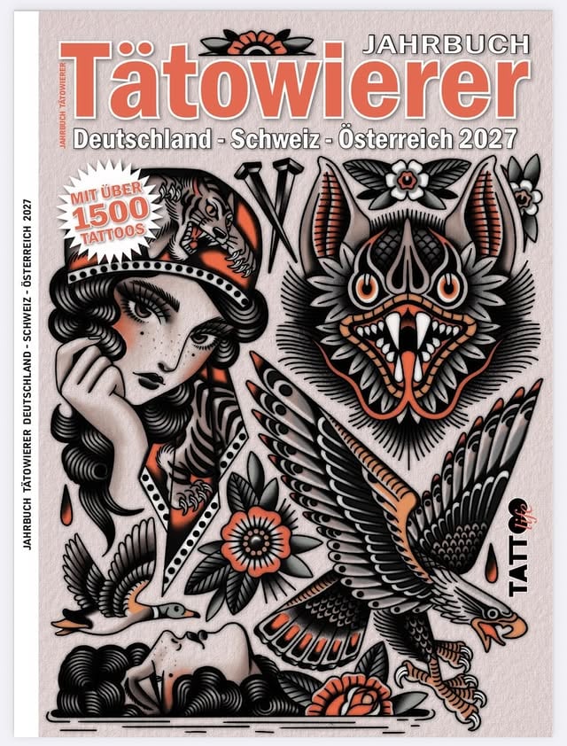 Momentan bin ich dabei, die neueste Ausgabe des „Jahrbuchs Tätowierer“ / @tattoolifeyearbooks für @mikivialetto‘s @tattoolifemagazine Verlag zusammenzustellen. Viele Tätowierer und Studios habe ich bereits angeschrieben und kann jetzt schon sagen, dass das wieder eine super spannende Ausgabe mit einem enorm vielfältigen Spektrum unterschiedlichster Stile und Künstler wird!Allerdings merke ich gerade, dass mir immer wieder Künstler und Shops durchrutschen, die ich gerne dabei hätte, aber vergessen habe anzuschreiben. Zudem tauchen auch immer wieder großartige neue Tätowierer und Tätowiererinnen auf, die ich bisher noch gar nicht auf dem Schirm habe!Wenn ihr also Interesse daran habt, eure Arbeiten im „Jahrbuch Tätowierer“ von Tattoo Life zu präsentieren, dann kontaktiert mich gerne und ich werde mir gerne eure Arbeiten anschauen! 🙂👍Das Cover der diesjährigen Ausgabe wurde von @cedric.weber.tattoo gestaltet. by @tattoolifemagazine