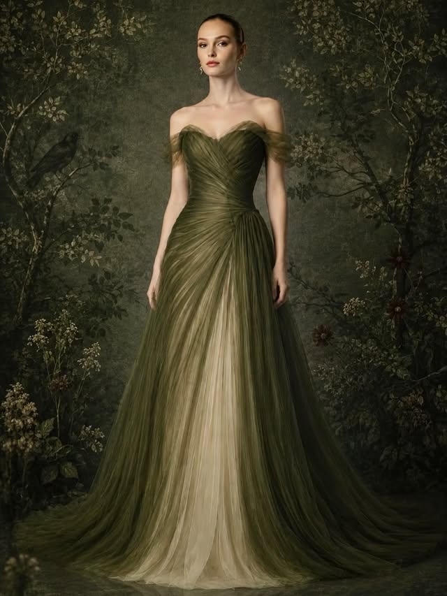 “Botánica oscura” Fall/ Winter 26, Where couture meets the wild garden. Two-tone tulle winds like ivy across the body, echoing the quiet strength of the forest. #FW26 #PFW #couture by @anayacollection