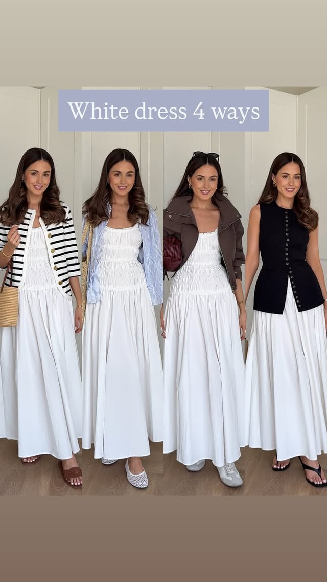White summer maxi dress styled 4 ways ☀️Comment SHOP for linkshttps://liketk.it/6ffyr by @jessieblue_