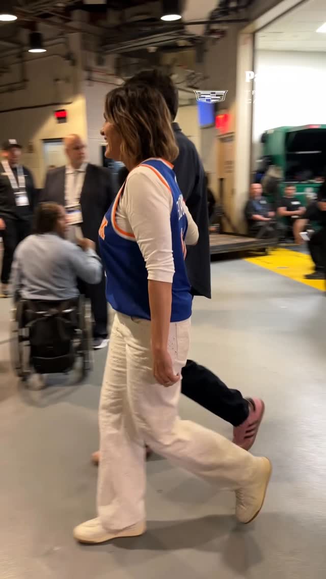 "Law & Order: SVU" co-stars Mariska Hargitay and Christopher Meloni arrive to watch Knicks vs Spurs Game 3 of the NBA Finals 🥹🏀 #sponsored @nytristatecadillac