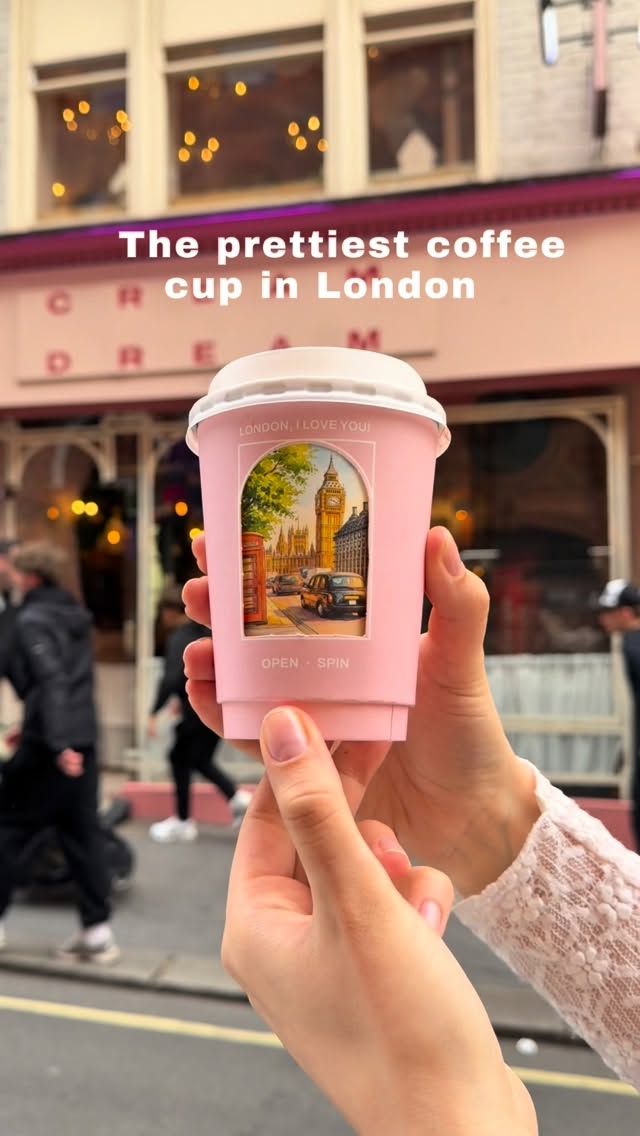 The cutest and most unique takeaway coffee cup you can find in London is part of our new limited collection called London Coffee ☕️ 🍓

This special cup has hand drawn illustrations of iconic London landmarks that change as you twist it ✨

You can get it by ordering our special drink “London Summer Coffee” made milk infused with Earl Grey, puree from British strawberries, espresso, and topped with freeze dried strawberries 🫦