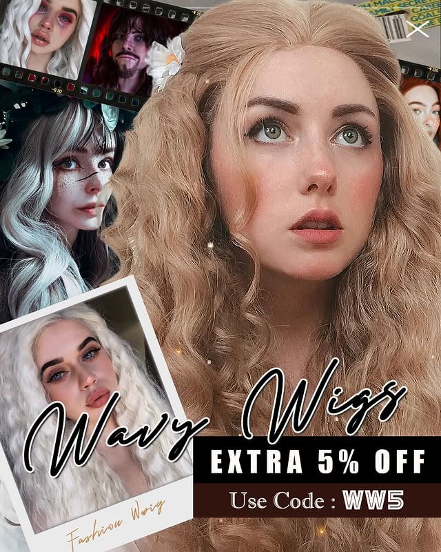 Soft waves, extra savings — 5% OFF wavy wigs with code WW5. 🌻🎼#wigisfashion #wigs #lacefrontwigs #syntheticwigs #cosplaywigs #cosplay #makeup #lacewigs #wavywigs #gorgeoushair #hairstyle #haircolor #hairgoals #fashionwigs #redwig #redhair #mermaid #wavyhair #vikings #egirl #cosplaygirl #cosplayboy #animecosplay #classic #vintagestyle #gamecosplay #software by @wigisfashion