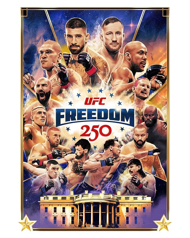 A can’t-miss moment in history.

🎨 @BartlettStudio

[ UFC Freedom 250 presented by @cryptocomofficial & @ramtrucks ]