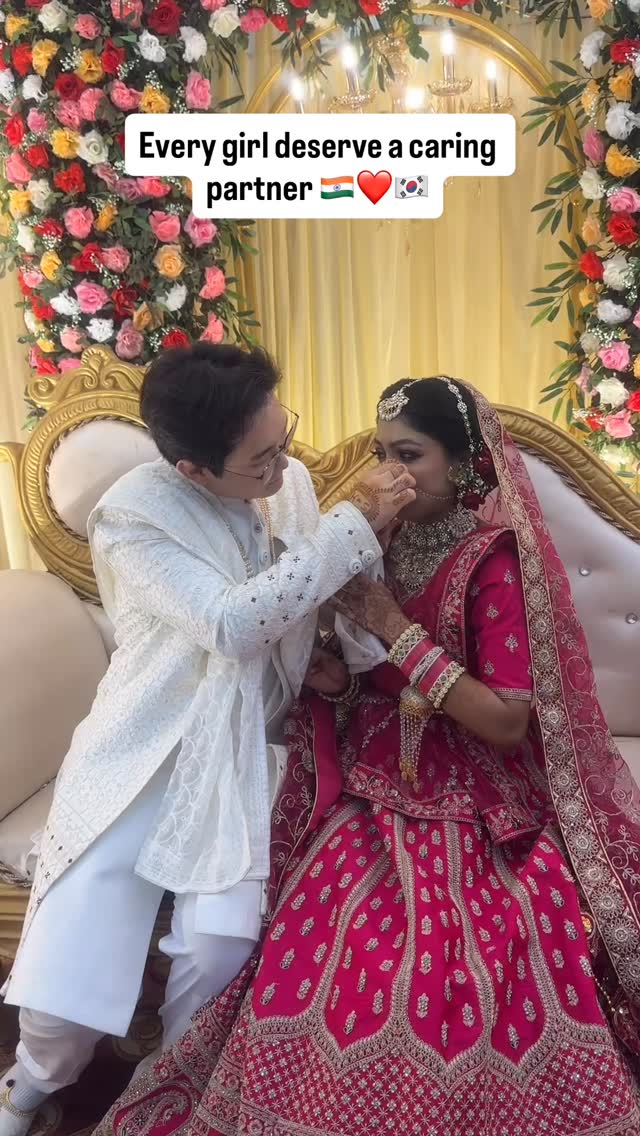 🇮🇳❤️🇰🇷Every girl deserve a caring partner #indiankoreancouple #korea #korean by @saheba_in_korea_
