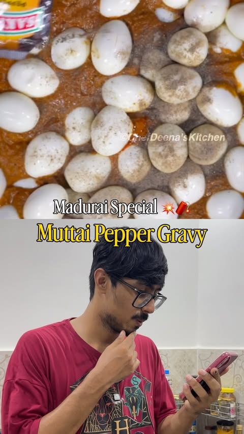 Madurai Special Egg Pepper Gravy 🍳💥🧨 
.
.
Recipe by - @chefdeenaskitchen
.
Ingredients:
🥚Eggs – 3 nos
🧅 Shallots – 45g
🍅 Tomato – 30g
🧄 Garlic – 2 cloves
🌶️ Green chilli – 1
🌱 Cumin seeds – ⅓ tsp
⚫ Black pepper – 1½ tsp
🌿 Fennel seeds – pinch
🌰 Kasa kasa – ⅓ tsp
🥜 Roasted peanuts – 7–8g
🌿 Cinnamon, Clove & Cardamom – little
🍃 Bay leaf – small piece
🟡 Turmeric powder – ⅛ tsp
🌶️ Chilli powder – ⅓ tsp
🌿 Coriander powder – 1½ tsp
🌿 Mint, Coriander & Curry leaves
🛢️ Gingelly oil – 1 tbsp
🧂 Salt – to taste
.
.
👨‍🍳 Steps:
1️⃣ Heat oil in a pan and add fennel seeds, bay leaf, cinnamon, cardamom and cloves.
2️⃣ Add shallots, green chilli, garlic, pepper, cumin seeds, roasted peanuts, curry leaves, kasa kasa, tomato and mint leaves. Sauté everything well.
3️⃣ Let it cool slightly and grind everything into a smooth paste.
4️⃣ In another pan, heat oil with fennel seeds and curry leaves, then add the ground paste and cook well.
5️⃣ Add turmeric powder, coriander powder, chilli powder, pepper and salt. Mix well, add boiled eggs and cook for 2 minutes until the gravy thickens 🔥🍳
