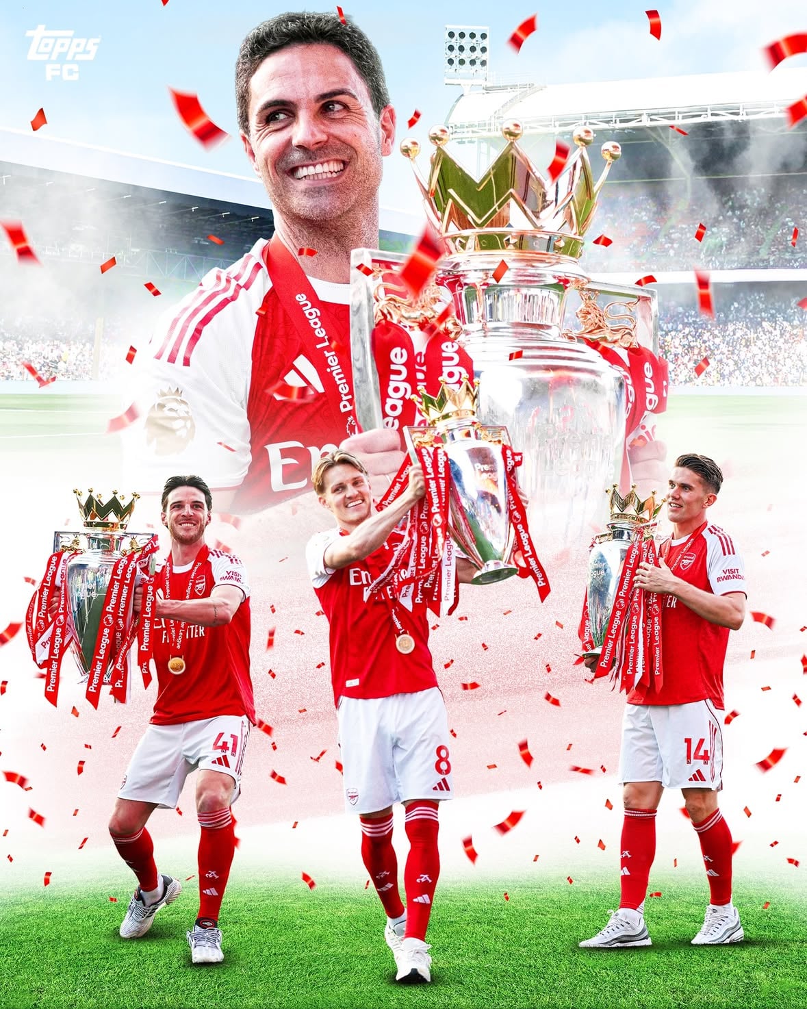 Champions of England. Arsenal are back on top ❤️🤍🏆

The first trading cards celebrating the Gunners’ Premier League title-winning season are here ✨

Look out for rare autograph cards from the champions themselves inserted into lucky orders 👀✍️