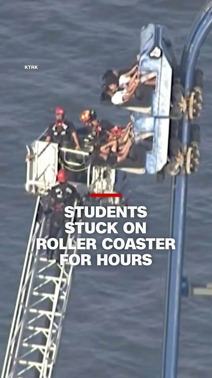 Eight students have been rescued after being stuck on the Iron Shark roller coaster at Pleasure Pier in Galveston, Texas. According to the fire department, the rescue took nearly four hours.
