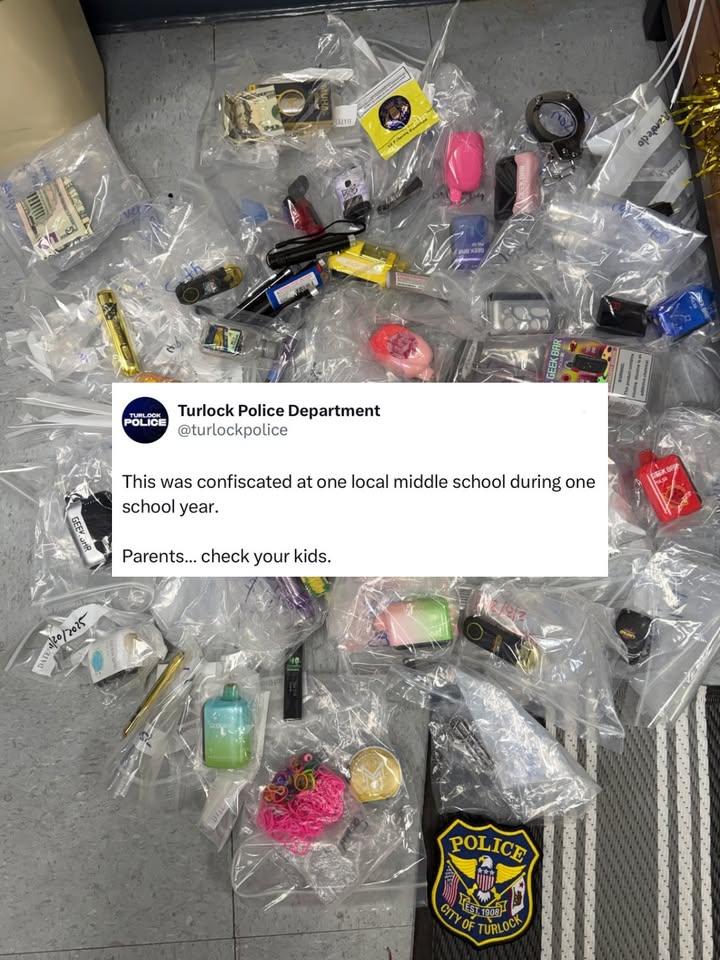 What you see here was confiscated by the Turlock Junior High School staff and School Resource Officer during this school year alone.

Parents and guardians: check your kids.

Vaping and tobacco products are not allowed on campus, and more importantly, they can be extremely dangerous to a child’s health. Many of these devices contain high levels of nicotine and other harmful chemicals that can impact developing brains and lead to addiction.

Many vaping devices today are intentionally designed to look colorful, discreet, and easy to hide. Some even resemble everyday items.

Know what these products look like. Have the conversations. Pay attention to what’s in backpacks, bedrooms, pockets, and chargers.

The Turlock Police Department and TUSD are committed to helping keep our schools and community safe. Parents and guardians play an important role in preventing youth vaping and tobacco use by staying informed and maintaining open communication with their children.