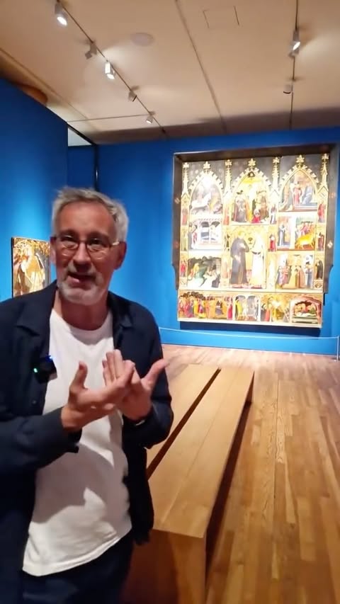 Oro y color, la pintura polimatérica en “A la manera de Italia”

Vídeo en directo con Joan Molina Figueras, jefe de colección de pintura europea hasta 1500 en el Museo del Prado y comisario de la exposición “A la manera de Italia. España y el gótico mediterráneo (1320-1420)”, sobre la combinación de oro y color en el “Retablo de San Julián y Santa Lucía” creado por los hermanos Pere y Jaume Serra en 1384 y procedente del Monasterio de la Resurrección (Canonesas del Santo Sepulcro) de Zaragoza

“A la manera de Italia. España y el gótico mediterráneo (1320-1420)” cuenta con el patrocinio exclusivo de Fundación BBVA

En las salas A y B del #MuseodelPrado desde el 26 de mayo hasta el 20 de septiembre de 2026