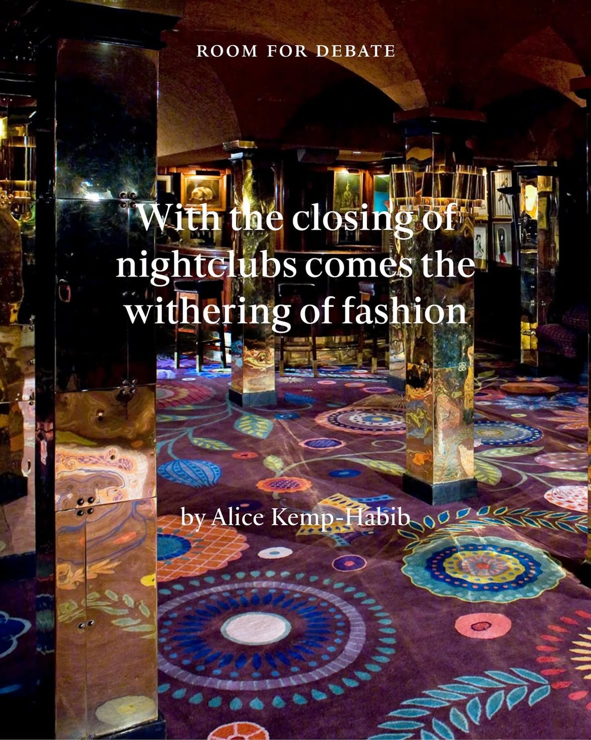 Nightclubs have always been style incubators, but now that three a week are closing down, Alice Kemp-Habib (@alice_khabib) asks where next for radical fashion?

Read the debate via link in bio.