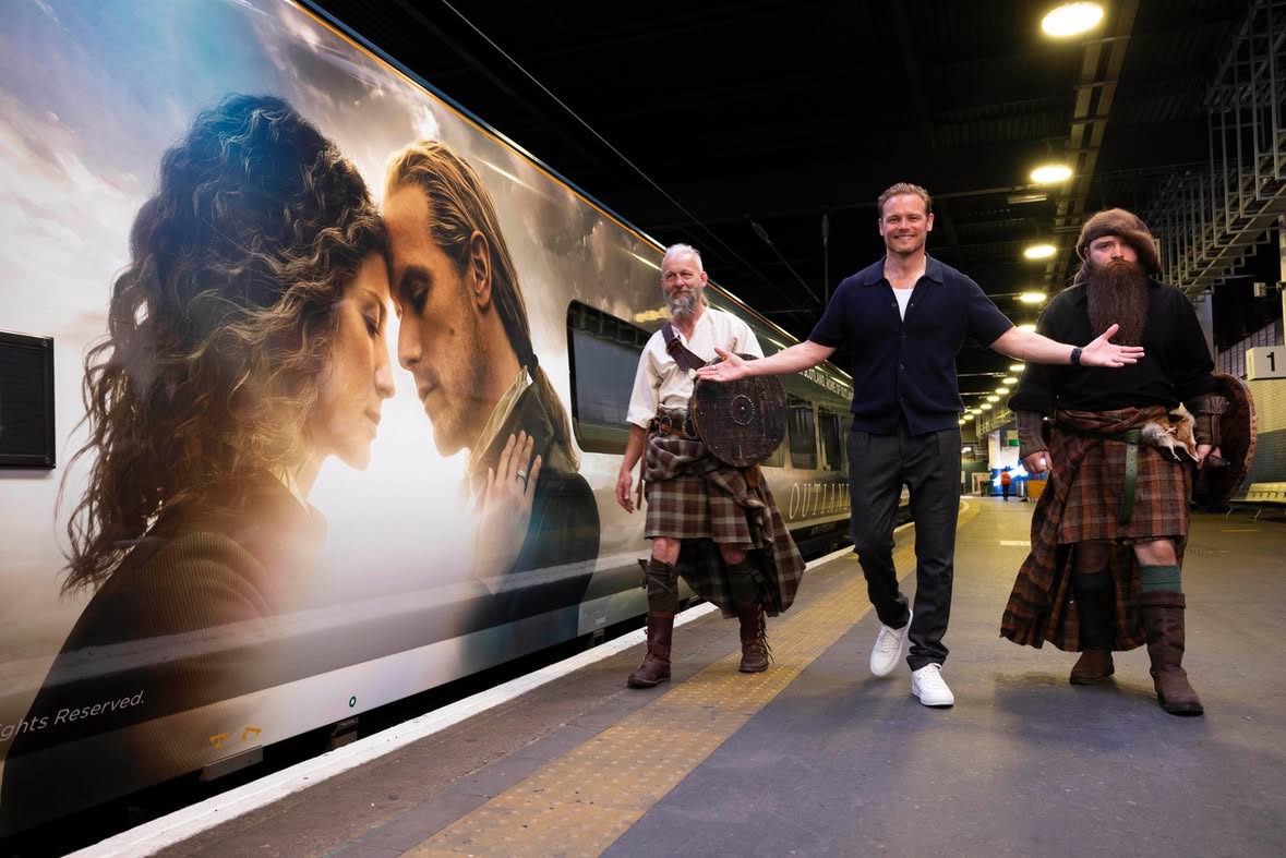 A legendary story meets an unforgettable journey. Our new Outlander wrapped coaches are now rolling across Scotland and England. 🚆🏴󠁧󠁢󠁳󠁣󠁴󠁿 

In collaboration with @visitscotland and @sonypicturestv, four Caledonian Sleeper coaches have been transformed with iconic imagery from the globally loved series, celebrating the finale of Outlander’s 8th season.

Featuring imagery from the series and the message ‘Discover Scotland – Home of Outlander’, this new brand takeover invites fans to enjoy a unique journey with Caledonian Sleeper to experience the real locations that brought Claire and Jamie’s story to life.

#CaledonianSleeper #VisitScotland #Outlander #Sassenach #JamieFraser #SamHeughan #GallowayDistilery