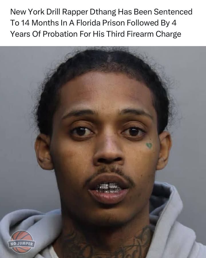 #NewYork drill rapper #Dthang has been sentenced to 14 months in a #Florida prison followed by 4 years of probation.

•@aintyoumalcom