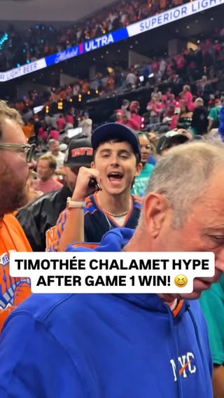 @tchalamet all smiles after the @nyknicks take Game 1! 😁 NYK/SAS NBA Finals Game 2: Fri, 6/5 at 8:30pm/et on ABC