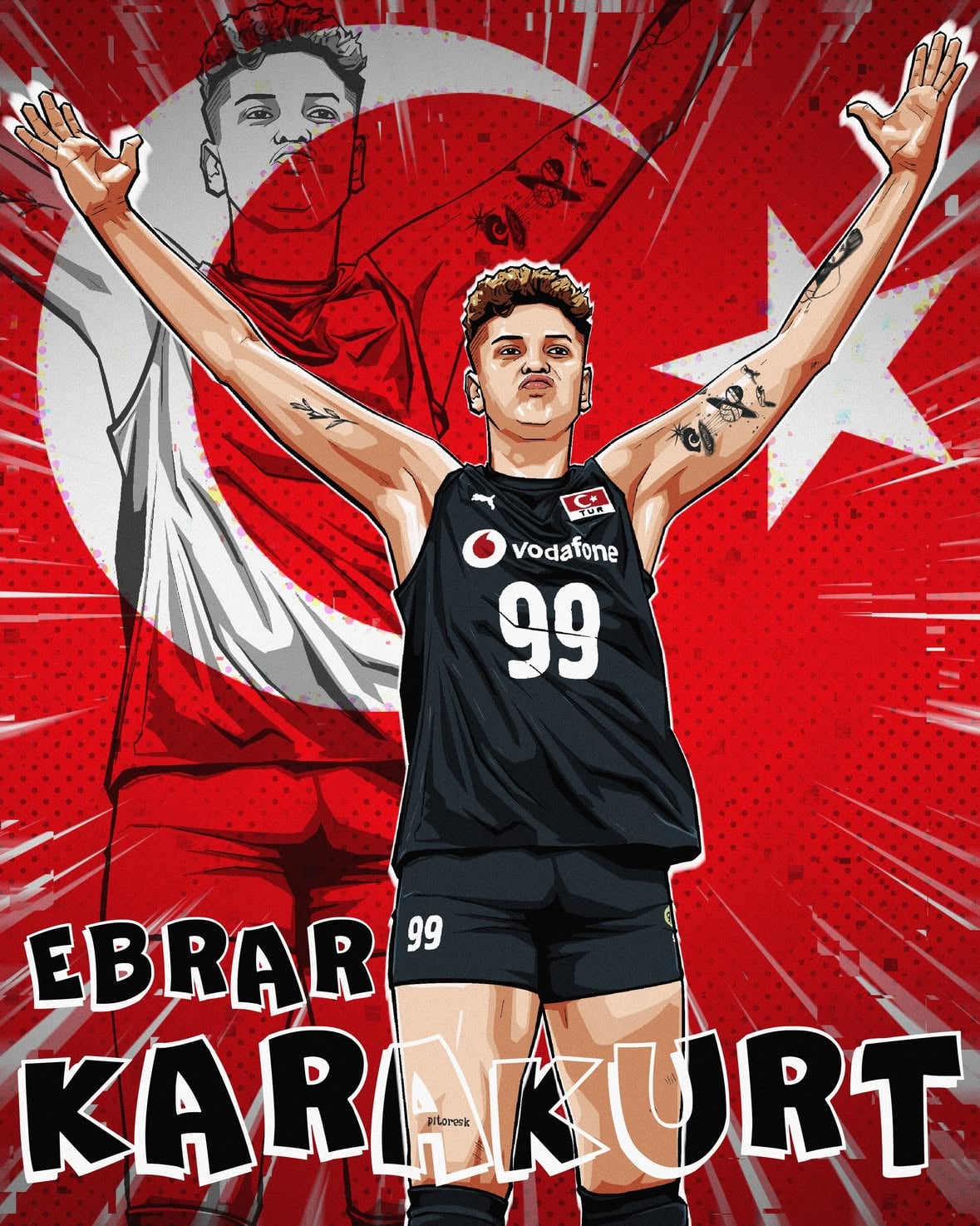 #VNL 🎨🏐: FIRE. PASSION. EBRAR. 🔥

Every celebration is louder. Every point means something. Every match feels just a little more electric when she’s on the court. ⚡

Ebrar Karakurt 🇹🇷 takes center stage in our latest #VNL2026 artist collaboration series.

🎨 Artwork by @unrest_art 

🏐 #BePartOfTheGame #Volleyball