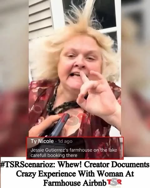 #TSRScenarioz: Wayment!😩 A creator shared her experience as a guest at an Airbnb, where a woman named Sherry (in red) allegedly terrorized guests during what she described as a manic episode. According to the creator, when she and her partner returned from their walk back to the Airbnb—which supposedly does not belong to Sherry—she tried to force them to leave, shouted slurs, and attempted to put her hands on a pregnant guest. #Roomies, what would you do in this situation? (🎥: TT/ ty.nicole53)✍🏾:#TSRStaffJRx