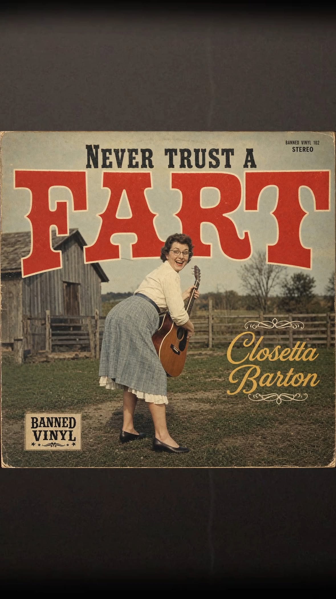 Another one of Closetta's songs that had lyrics far ahead of its time. She almost won 3 Grammys for this one. At least that's what Ben Dover said in his memoirs and he played both guitar and drums on this album.

#cuntry #countrymusic #60s #60smusic