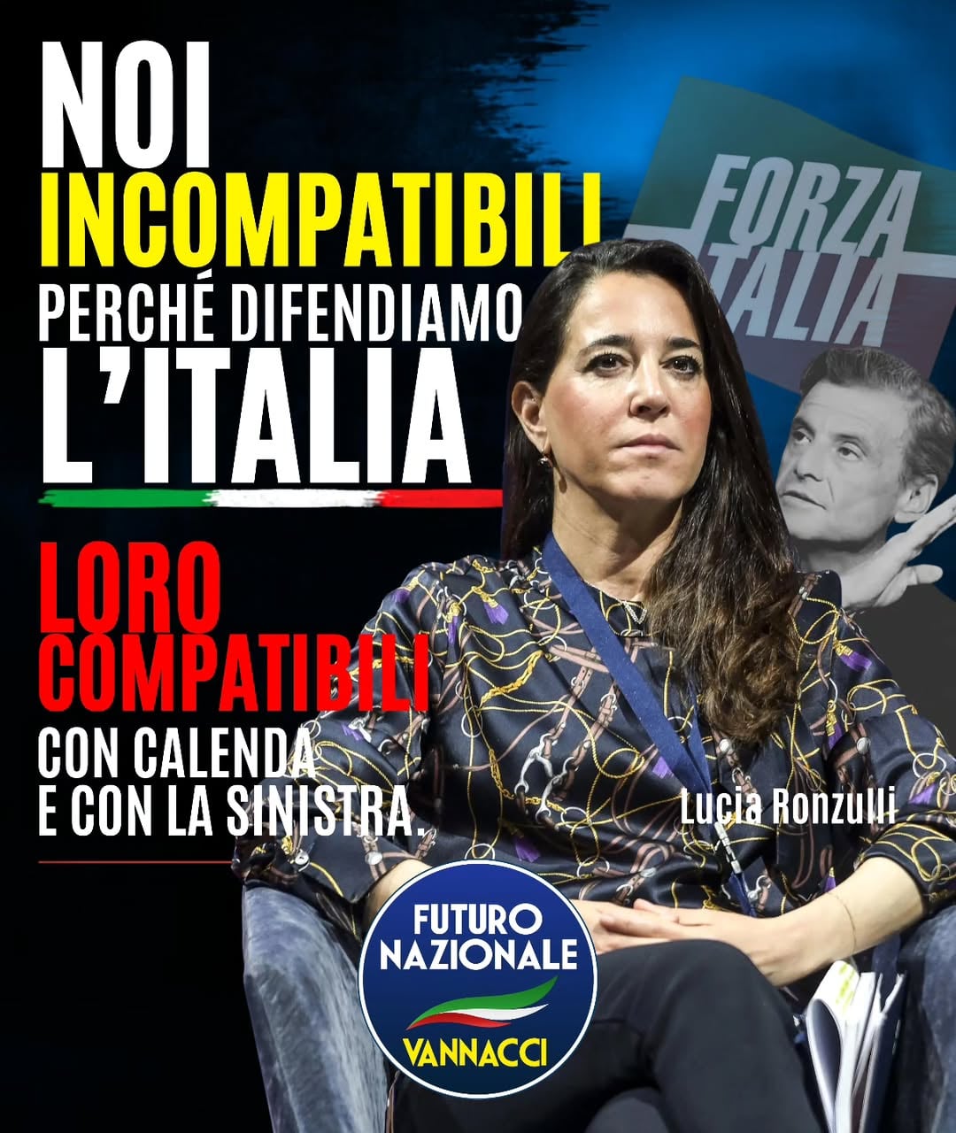 CHE RONZULLI CONTINUI A RONZARE.
Licia Ronzulli dice che Roberto Vannacci sarebbe “incompatibile” con loro.
Poi però apre a Calenda, elogia la Picierno del PD e parla di europeismo, atlantismo e “sensibilità diverse”.
Noi non siamo incompatibili con il centrodestra.
Siamo incompatibili con chi in Europa vota come il PD su immigrazione, energia, guerra ad oltranza, green deal, tasse (che a Bruxelles si chiamano nuove risorse proprie), cessione di sovranità nazionale e fa gli interessi della grande finanza e delle lobbies invece di pensare all'Italia e agli italiani. Siamo incompatibili con un  centrodestra sbiadito, scolorito, senza identità, senza coraggio e senza popolo.
Mentre qualcuno cerca accordi con Calenda, in Europa liscia il pelo ai socialdemocratici e guarda a sinistra, Roberto Vannacci riempie piazze, accende entusiasmo e dà voce a migliaia di italiani che non vogliono più sentirsi ospiti in casa propria.
Ci attaccano perché diciamo cose che altri non hanno più il coraggio di dire.
E più ci attaccano, più cresce Futuro Nazionale.