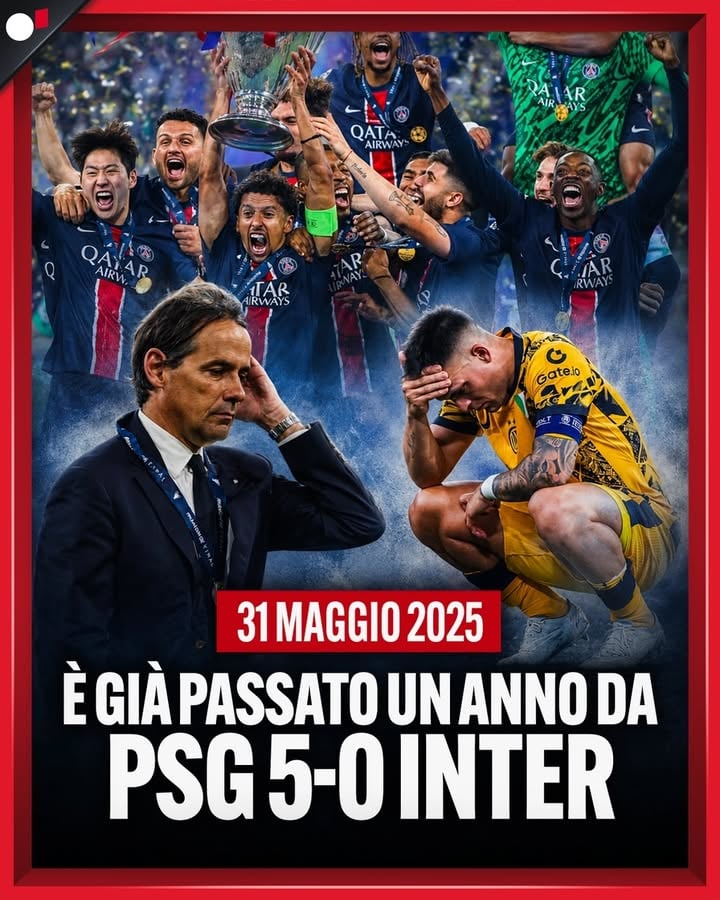 Dopo aver eliminato Bayern Monaco e Barcellona, l’Inter arrivava alla finale di Champions con grande entusiasmo.
Le sensazioni erano diverse rispetto a quelle di due anni prima con il Manchester City.
C’era grande speranza nei tifosi nerazzurri di poterla portare a casa, sottovalutando anche un po’ quello che era il PSG.

Una squadra che si è dimostrata letteralmente ingiocabile, trasformando subito una serata da sogno in un incubo.
Doué da un parte, Kvara dall’altra, Dembelé incontenibile e Vitinha salito in cattedra.
Alla fine della partita il tabellone recitava 5-0 per i parigini.
Lo scarto più grande nella storia di una finale di Champions e non solo.
E poteva essere anche di più.

Una lezione di calcio che, a distanza di un anno, riecheggia ancora nell’aria.

#championsleague #inter #psg