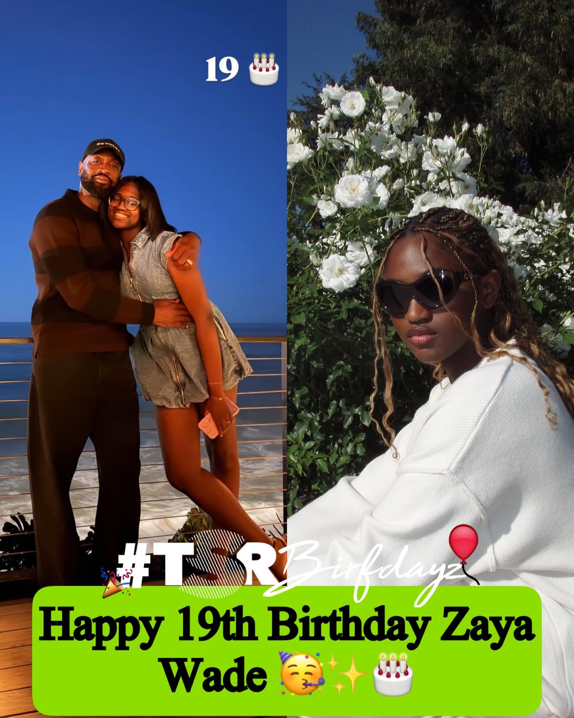 #TSRBirfdayz: #GabrielleUnion and #DwyaneWade wish #ZayaWade A Happy 19th Birthday 🥳🎂❤️SWIPE ✍🏾#TSRStaffAS